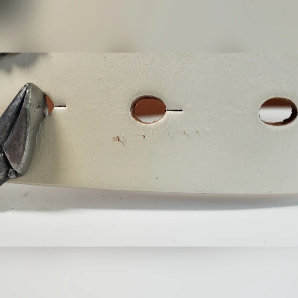 Paul Smith Off White Leather Belt with Anchor Buckle